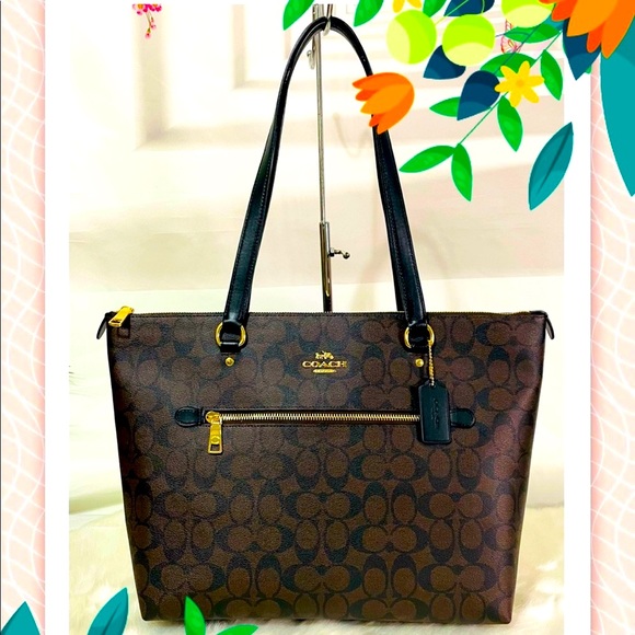 NWT Coach Brown Gallery Tote In Signature Canvas - Picture 12 of 13